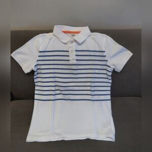 Old Navy Boys' White and Blue Striped Polo Shirt